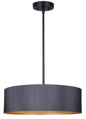 Ich1119a03bk17 Canarm Rexton 3-light Rod Chandelier Matte Black Contemporary Ceiling Fixture