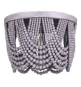 Isf1033a03bgy Canarm Solana 3-light Chandelier Grey With Real Wood Beads Boho Ceiling Light