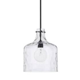 325717mb Capital Lighting 1-light Black Pendant Clear Water Glass Shade
