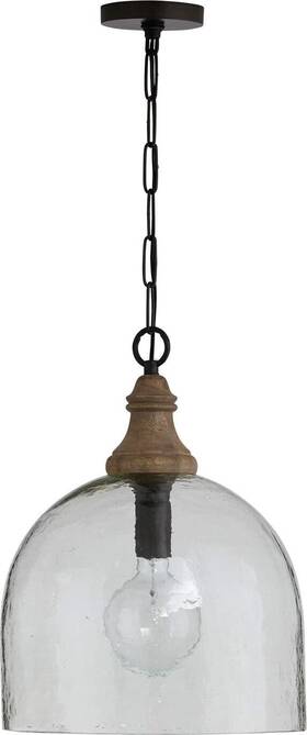 336011yp-485 Capital Lighting Pendant Inglewood Clear Organic Rippled Glass Dome 100 Watts