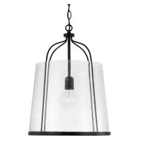 347011mb Capital Lighting Madison 1 Light Pendant Matte Black/clear Seeded -
