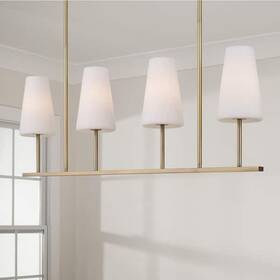 Capital Lighting 855241ad-550 Averitt 4-light Aged Brass Linear Chandelier With Tapered Glass
