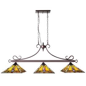 4351-3n Capulina Tiffany Pool Table Lights Firecracker Mission Antique Style Stained Glass Pen