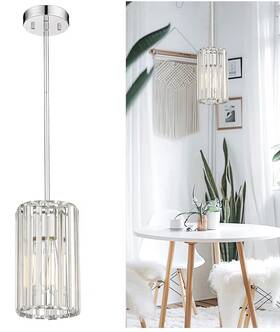 Ckpl5510-1p-pc Cargifak New Crystal Pendant Light Polished Chrome Mini Chandelier Ckpl5510
