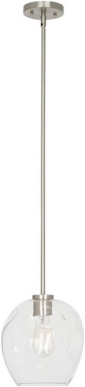 22242-000 Catalina Lighting 9 Inch Modern Clear Glass Round Mini Pendant Ceiling Light Brushed Nickel