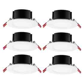 91514 Ce 4 In. White Flush Round Wet Rated Led Integrated Recessed Lighting Kit 6-pk