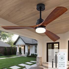 52sh-304bk3-1l Ceversa 52 Inch Ceiling Fans With Lights And Remote Wood Outdoor Fan For Pati