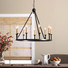Sk045 Chandelier Rustic Iron Dining Candle Lighting 9 Vintage Black Modern