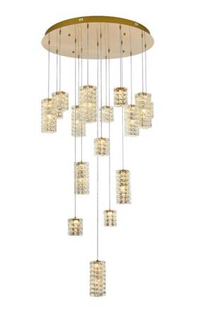 Chandeliers4less 196683022641 Chandelier Ceiling 16 Light Fixture Crystal Pendant Dining Room Foyer Satin Gold