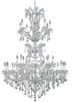 Chandeliers4less 643690968511 Crystal Chandelier Chrome Foyer Entryway Living Dining Room 32 Light Fixture 68 Inch