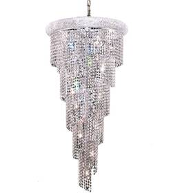 Chandeliers4less 842814101241 Dining Room Foyer Entryway Spiral Crystal Chandelier Chrome Light Fixture 48 Inch