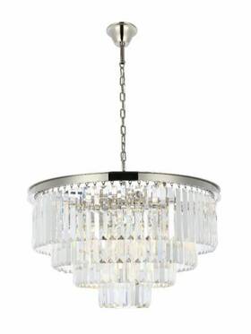 Chandeliers4less 842814114838 Crystal Chandelier Polished Nickel Foyer Or Dining Room 17 Light Fixture 32 Inch
