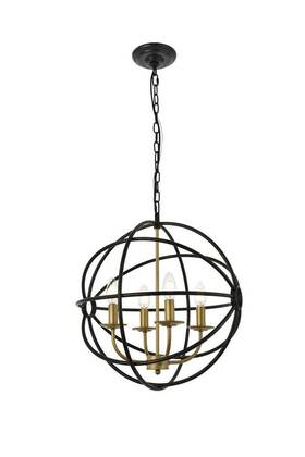 Chandeliers4less 842814164543 Dark Brown And Brass Globe Dining Room 4 Light Ceiling Kitchen Island Chandelier