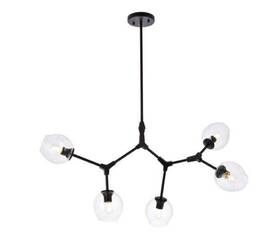 Chandeliers4less 842814178618 Black Modern Dining Room Pendant Light With Glass Shades Foyer Lighting 42 Inch