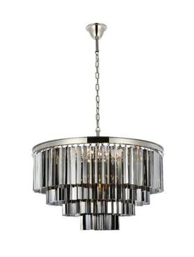 Chandeliers4less 848145005340 Chandelier 17 Light Fixture Silver Crystal Polished Nickel Foyer Dining Room 32 Inch