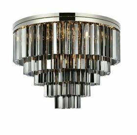 Chandeliers4less 848145005524 Crystal Chandelier Flush Mount Silver Shade Living Or Dining Room 17 Light 32 Inch