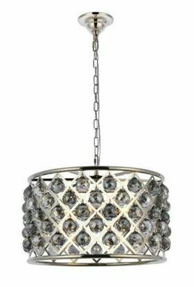 Chandeliers4less 848145006392 Polished Nickel Silver Shade Crystal Chandelier Dining Room 6 Light Fixture 20 Inch