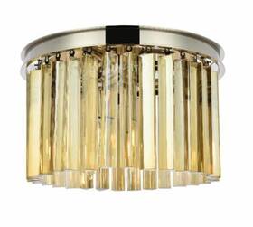 Chandeliers4less 848145007085 Chandelier Flush Mount 3 Light Fixture Polished Nickel Golden Teak Crystal