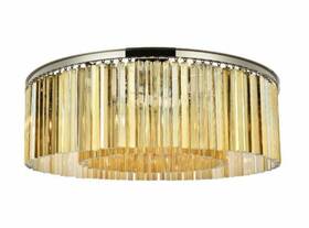 Chandeliers4less 848145007320 Large Golden Teak Crystal Chandelier Flush Mount Foyer Living Room 10 Light 43 Inch