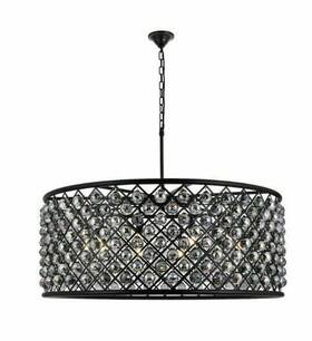 Chandeliers4less 848145014212 Foyer Dining Room Large Silver Gray Crystal Chandelier Matte Black Light Fixture