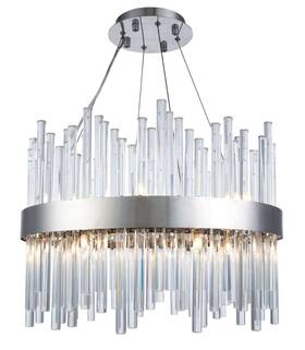 Chandeliers4less 848145088725 Modern Crystal Rods Chandelier Chrome Dining Room Kitchen Island 14 Light 20 Inch