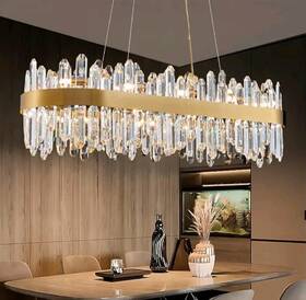 Pa68001 Chandiry Pa68001/l900 W400 Rectangle Crystal Chandeliers L35.4 Inch 16-light Brass Gold... Modern