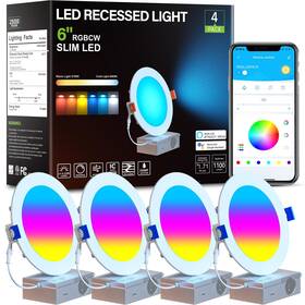 Jap6t41 Charkee 6 Inch Smart Recessed Lights Rgbcw Color Changing Dimmable Downlight