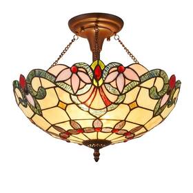 Chloe Lighting 602573224311 2-light Dark Bronze/stone Glass Semi-flush Mount