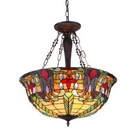 Chloe Lighting 602573852798 Tiffany-style Victorian 3-light Inverted Pendant Multi-color