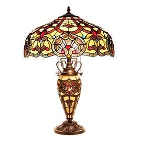 Ch33473iv18-dt3 Chloe Lighting Handcrafted Tiffany Style Victorian 3 Light Stained Glass Table Lamp 18 Inch Shade