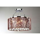 B571-bcl-247 Chrome Semi Flushmount Brown Chandelier Indoor 5-light