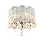 B639-wcp-284 Chrome Flushmount Emma Crystal Shade Chandelier White
