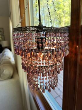 1317999 Clarissa Chrystals Pottery Barn Purple Bead Round Mini Chandelier