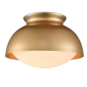 B7137cu-j Claxy Gold Ceiling Light Flush Mount Fixture Milky White Glass