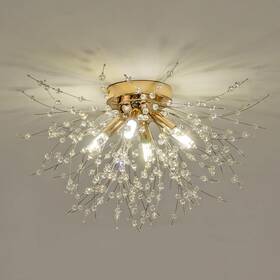 Xt-xh-xd-4g Cm Mzy Modern Small Crystal Ceiling Light Fixture 4-light Gold Sputnik Firework