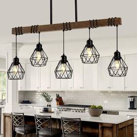 C5006 Cmnvmn 5-light Kitchen Chandeliers Over Table Farmhouse Black Dining Room Light Fix