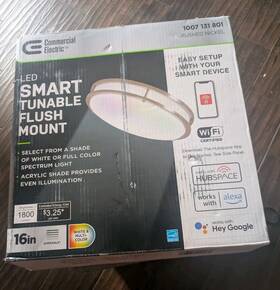 Commercial Electric 046335111264 Commericial Electric. 16 Inch Smart Round. Led Brushed Nickel Flush Mount