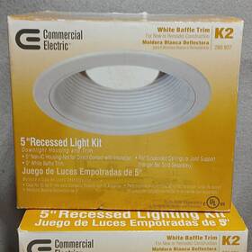 Commercial Electric 046335810693 White Baffle Trim 5 Inch Recessed Kit 2 Pack Model K2 280 927