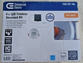 1005591780 Commercial Electric 058219915820 6x Trimless Led 4 In Round Canless Recessed Light Soft Wht