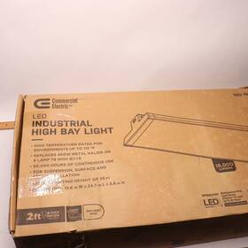 1002 Commercial Electric 760 845 Led High Bay Light - Used Scratched Cover Includes Chains And Mounting Hardware