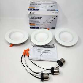 1002936200 Commercial Electric 4 Inch Led Color Changing Recessed Trim White 3 Lights