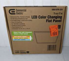1003079253 Commercial Electric 1ft X Led Color Changing Flat Panel Light New Open