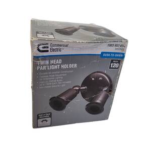 1003953016 Commercial Electric Twin Head Par Light Holder Dusk-to-dawn 120v Bronze Nob