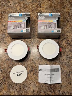 1004-658-317 Commercial Electric New 4 Inch Led Slim Color Changing Recessed Kit X2