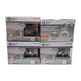 1004677289 Commercial Electric 4 Pack - 3in Integrated Led Canless Recessed Color Changing Light White Trim