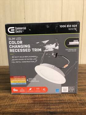 1006853924 Commercial Electric Led Retrofit Ultra-slim Recessed Light Trim 6 Inch