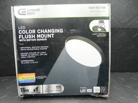 1009812750 Commercial Electric 15 In Matte Black Motion Sensor Led Dimmable Cct Flush Mount