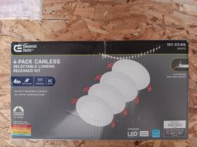 1011573818 Commercial Electric 4 Inch Canless Dimmable Recessed Led Light Kit 4-pack