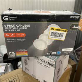 1011573938 Commercial Electric 4 Pack Canless Seletable Lumen Cct 6 Inch Recessed Kit