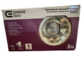 139465 Commercial Electric 3 Inch Recessed Light Kit White Baffle Trim K33 Warm 50 W